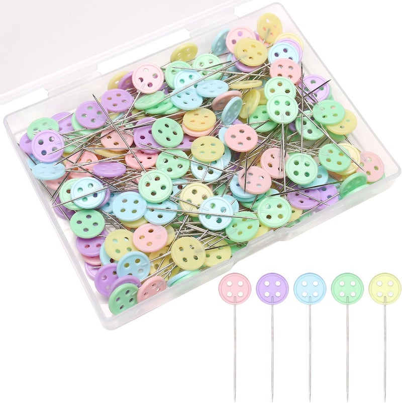 Elisel 200 pcs Multicolor Straight Pins Straight Quilting Pins Craft Positioning Pins Fixed Sewing Marker Needle for Crafting Dressmaker and Other Crafts Making (Buttons) - Image 1